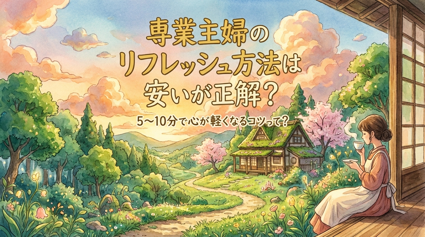 専業主婦のリフレッシュ方法は安いが正解？5〜10分で心が軽くなるコツって？