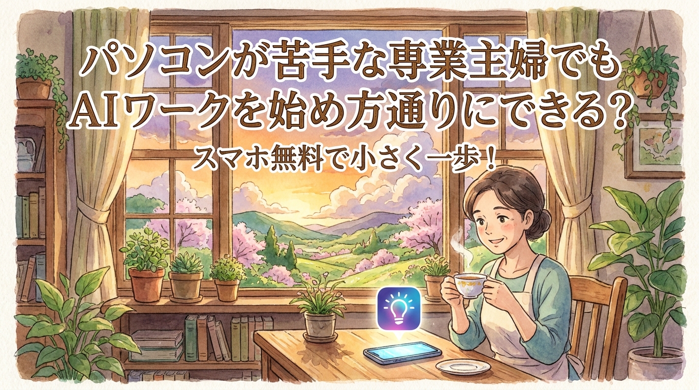 パソコンが苦手な専業主婦でもAIワークを始め方通りにできる?スマホ無料で小さく一歩!